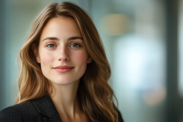 Fototapeta premium Confident Young Caucasian Female Professional Smiling Indoors