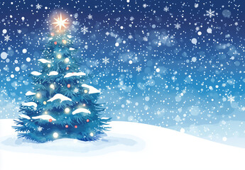 christmas tree and snowflakes