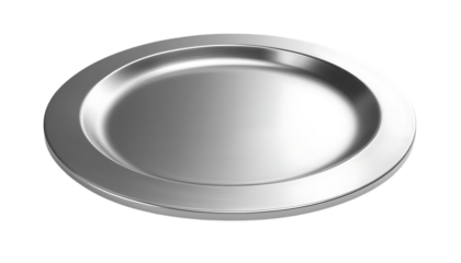 3d Round Silver plate with smooth texture icon png