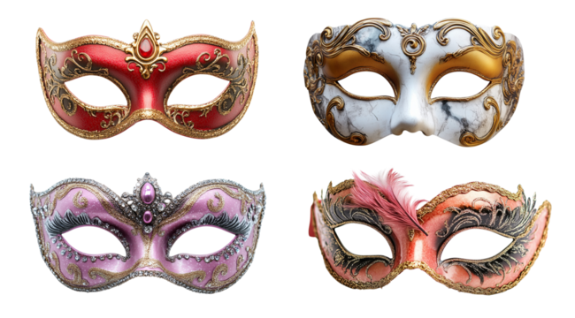 PNG, Carnival. Mardi Gras, carnival mask, isolated on white background, generated by Generative AI technology.