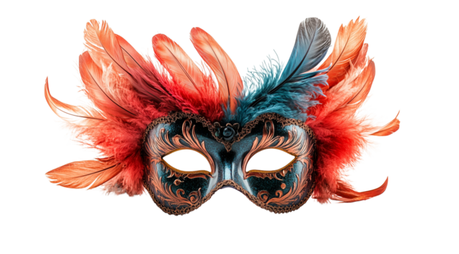 PNG, Carnival. Mardi Gras, carnival mask, isolated on white background, generated by Generative AI technology.