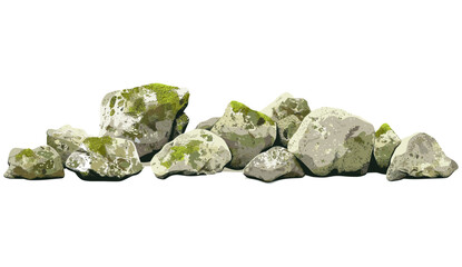 Vector illustration mossy stones pile clipart on transparent background png, rocks, nature, texture, pile of stones, moss, stone surface, outdoor, natural elements, floor decoration © aura studio