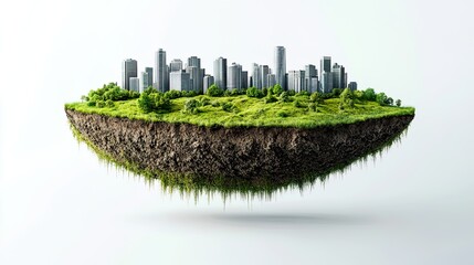 Earth land Soil layers 3D Illustration round soil ground cross section float landscape fantasy floating island