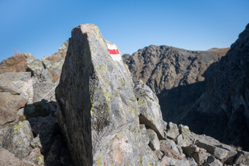 High mountain hiking trail in the High Tatras, Orla Perć.
