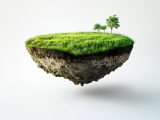Earth land Soil layers 3D Illustration round soil ground cross section float landscape fantasy floating island
