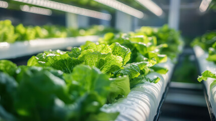 fresh green lettuce grown in indoor vertical farming,leafs,environment.Isolated on pure white. 