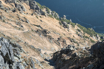 Mountain landscape of the High Tatras, Poland, Orla Perć.
