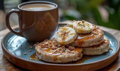 Indulgent rice cakes topped with peanut butter and banana cozy treats