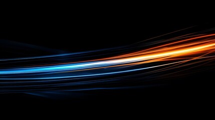 Blue and orange light streaks on a black background
