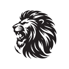 Lion face and head silhouette vector on with white background