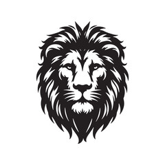 Lion face and head silhouette vector on with white background