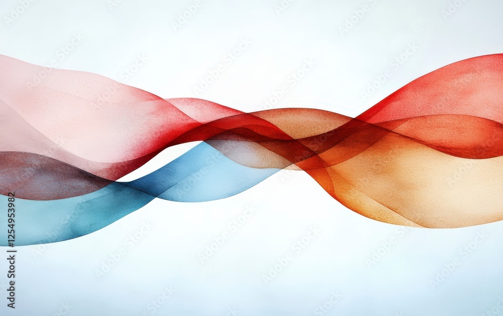 Poster abstract waves of colorful fluid shapes in soft tones creating a serene background for art and desig