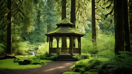 Obraz premium seclusion wood gazebo