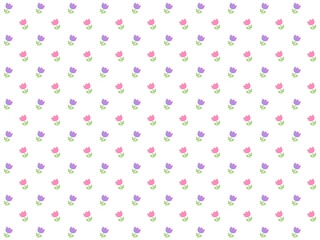 パープルとピンクのチューリップのシームレスパターン