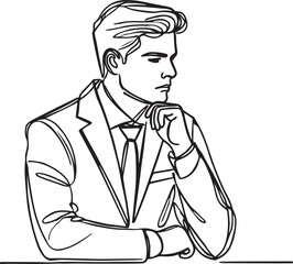 Consternated Businessman Line Drawing Illustration