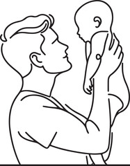 Father Holding Baby Line Art Design