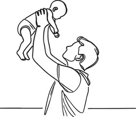 Father Holding Baby Line Art Design