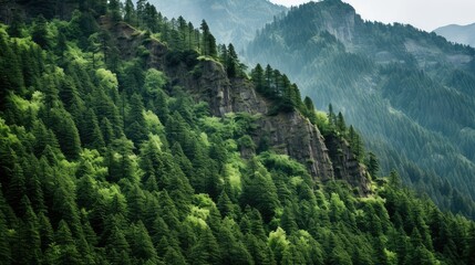 Obraz premium forest mountain tree line