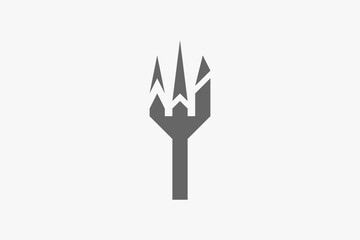 spear with arrow digital and building silhouette logo