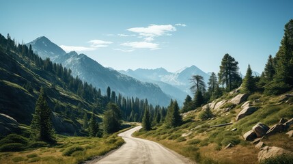 Fototapeta premium mountain pine trees and mountains