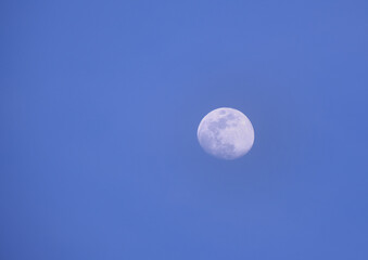 Luna casi llena en fondo azul 