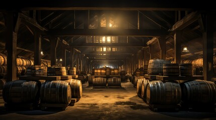 Fototapeta premium barrels beer warehouse