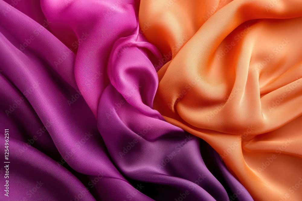 Poster elegance of silk fabrics in flowing shades on a neutral backdrop for creative inspiration and design