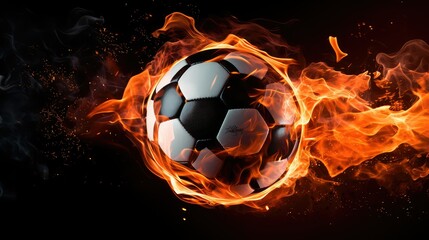 Fototapeta premium close soccer ball fire
