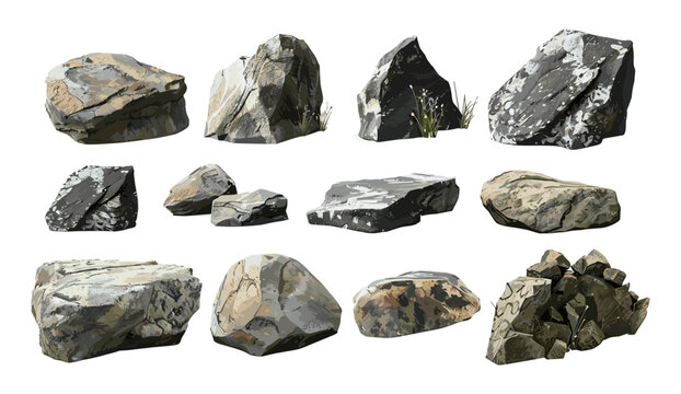 Rock boulder vector illustration, nature cutout backgrounds, real stone, png file, nature textures, outdoor rock, landscape design, nature elements, rocky textures