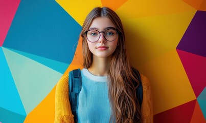 Student driven by intrinsic motivation at colorful school mural