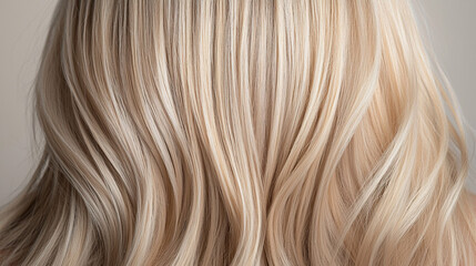 Naklejka premium Close-up of long straight blonde hair for product dvertisement shampoo cosmetics