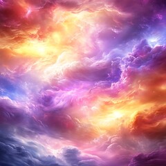 Ethereal Clouds Dance in a Celestial Embrace with Radiant Colors of Cosmic Dreams Fantasy Art