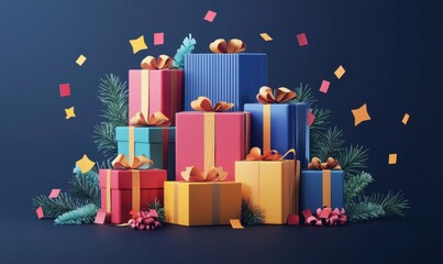 Subscription box gifts home colorful presents celebration top view