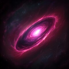 Obraz premium Ethereal Cosmic Galaxy with Glowing Core and Pink Nebula Clouds on a Starry Deep Space Backdrop