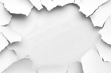 Naklejka premium Great Realistic Torn Paper Edges on White Background – Ripped Paper Frame with Textured Paper, Minimalist Design