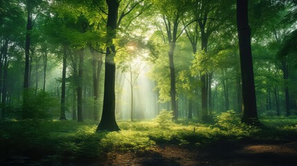 Obraz premium sunlight trees badge