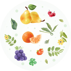 Realistic Fresh Fruit Watercolor pack