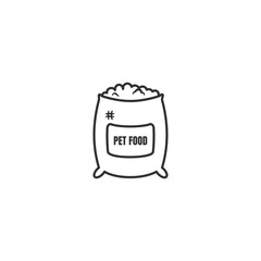 Outline Illustrated Pet Food Sack Icon Showing Concept of Animal Nutrition
