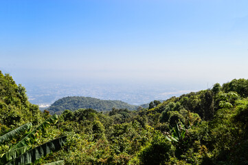 Cityscape of Chiangmai city shooting from Doi Suthep - Pui National Park View, Chiangmai Northern Thailand (Dust covered pm2.5)