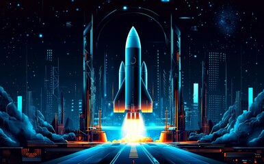 Artistic representation of a rocket emphasizing innovation and adventure.