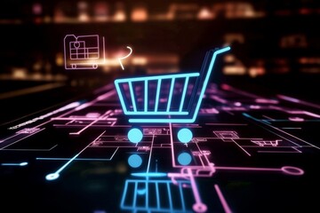 Visual concept of business transactions and online shopping.