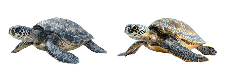 Fototapeta premium Two Sea Turtles On Transparent background
