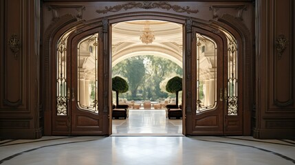 mahogany wide open doors