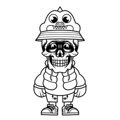 Mascot character design cartoon crocodile hat outline