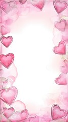 Obraz premium Pink Heart Floral Card Border