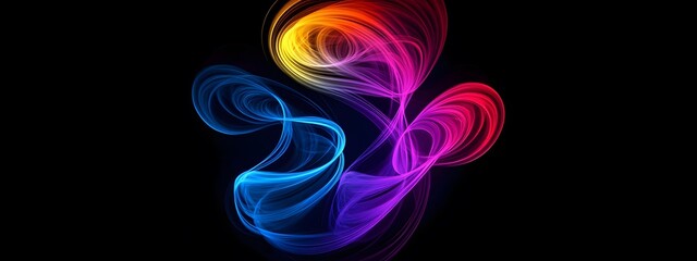 A dark gradient background with swirling lines in vibrant colors, creating an abstract and dynamic pattern
