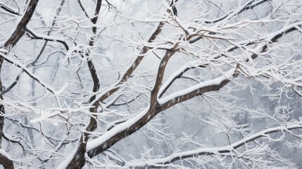 close winter trees snow