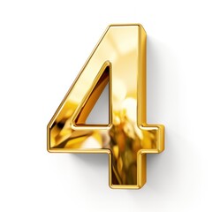 Number 4 shiny gold symbol font white background.