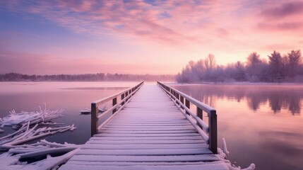 Obraz premium footprints wooden dock