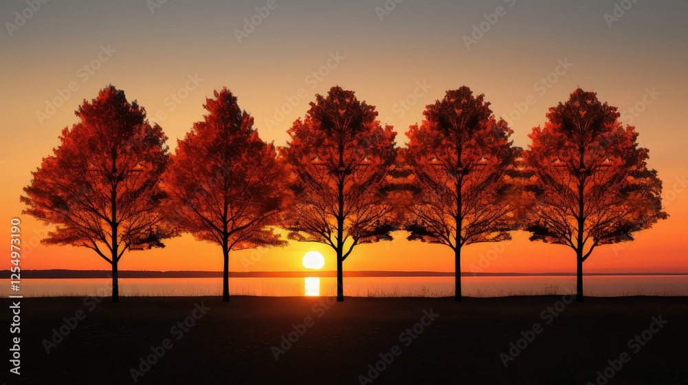 Wall mural autumn sun trees